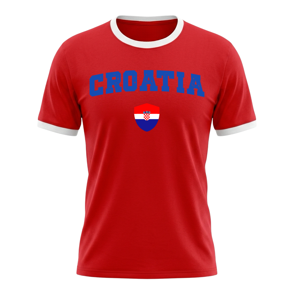 CROATIA Retro Ringer Nation T-Shirt Red-White Edition