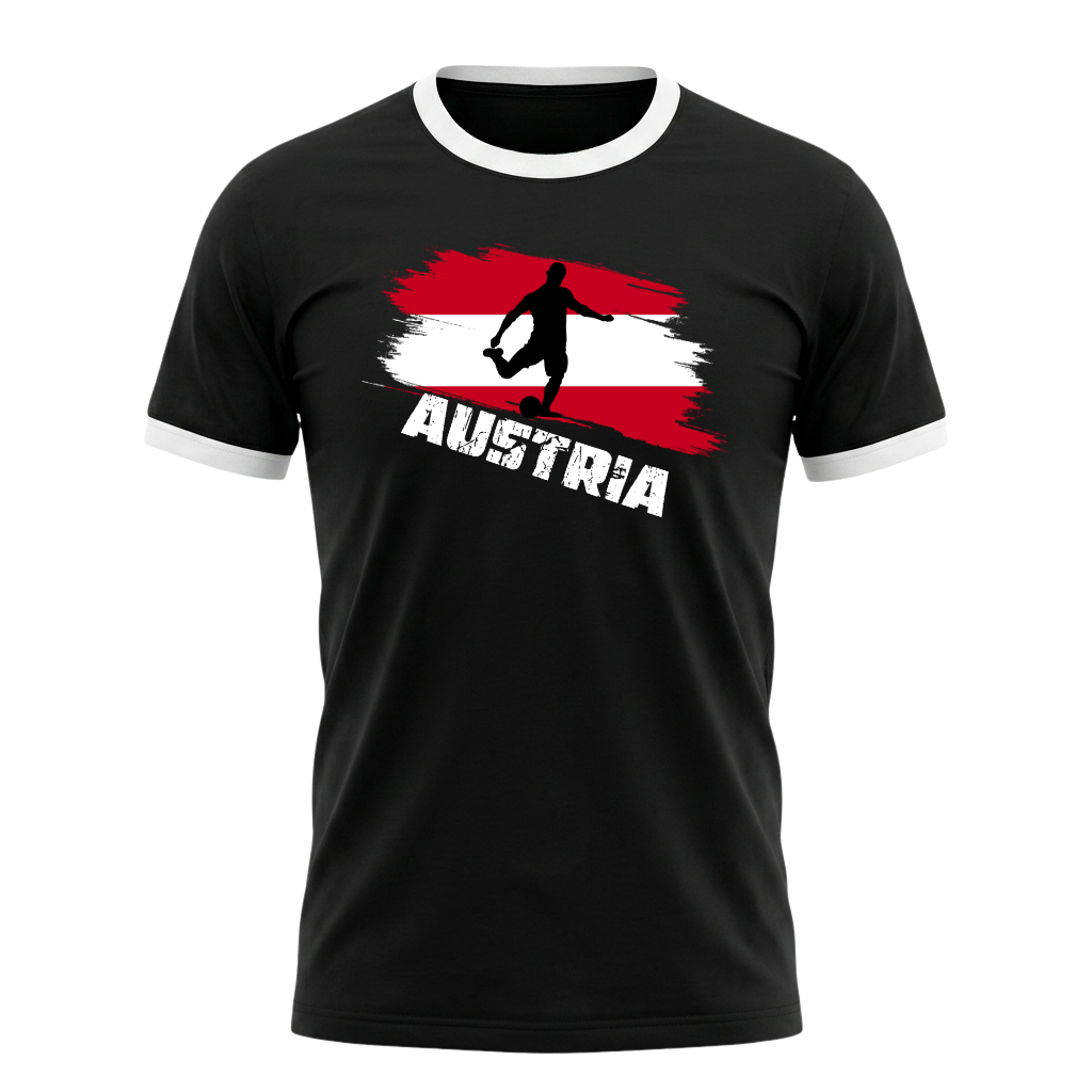 TEAM AUSTRIA Retro Ringer T-Shirt Black-White Edition