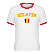 BELGIUM Retro Ringer Nation T-Shirt White-Red Edition