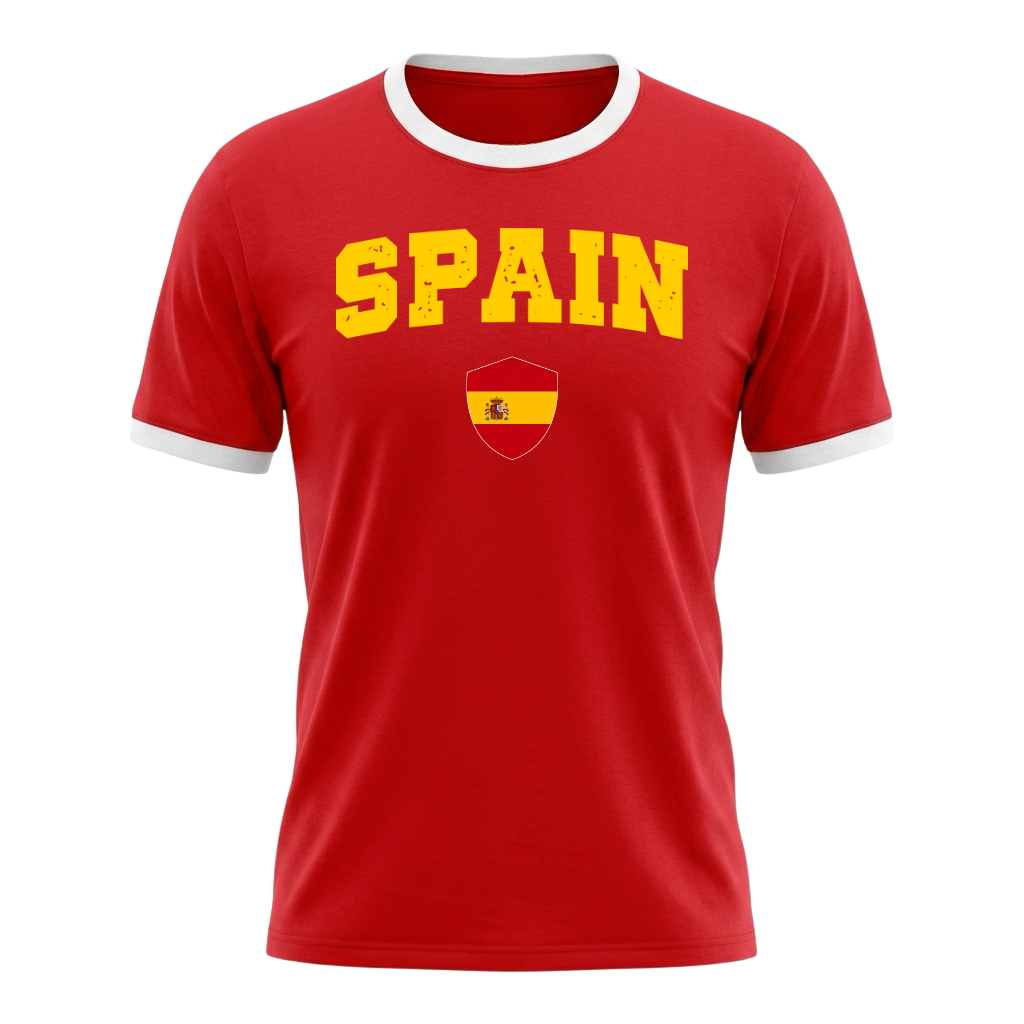 SPAIN Retro Ringer Nation T-Shirt Red-White Edition