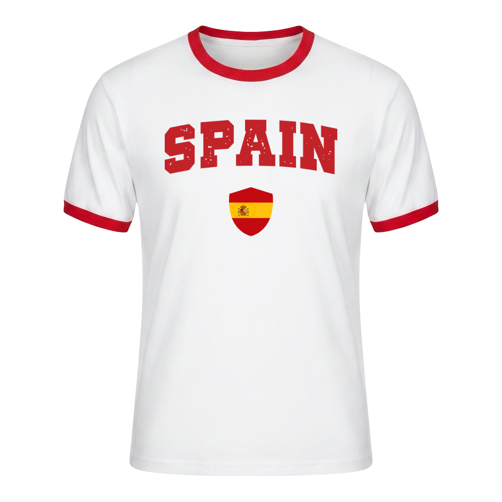 SPAIN Retro Ringer Nation T-Shirt White-Red Edition