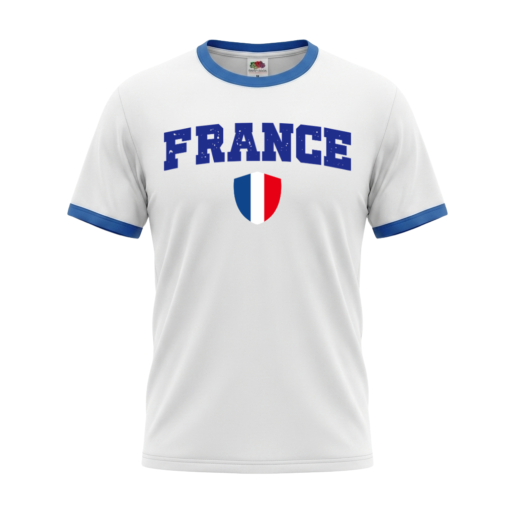 FRANCE Retro Ringer Nation T-Shirt White-Blue Edition