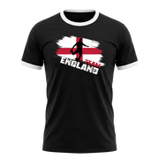 TEAM ENGLAND Retro Ringer T-Shirt Black-White Edition
