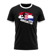 TEAM CROATIA Retro Ringer T-Shirt Black-White Edition
