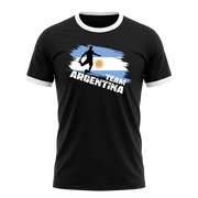 TEAM ARGENTINA Retro Ringer T-Shirt Black-White Edition