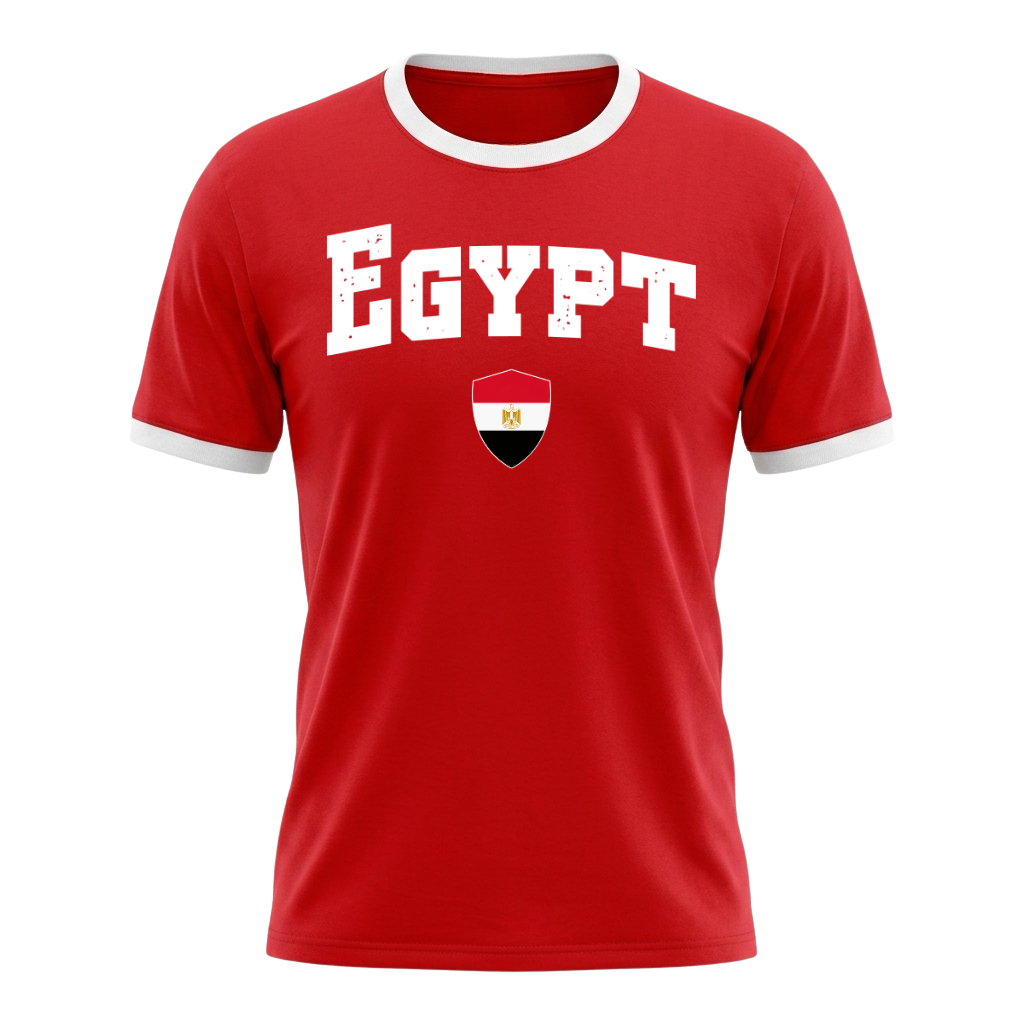 EGYPT Retro Ringer Nation T-Shirt Red-White Edition