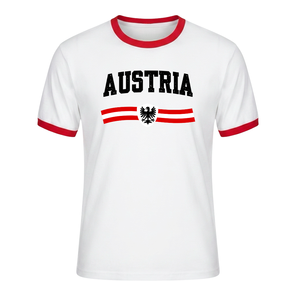 AUSTRIA Retro Ringer Nation T-Shirt White-Red Edition