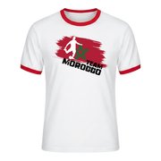 TEAM MOROCCO Retro Ringer T-Shirt White-Red Edition