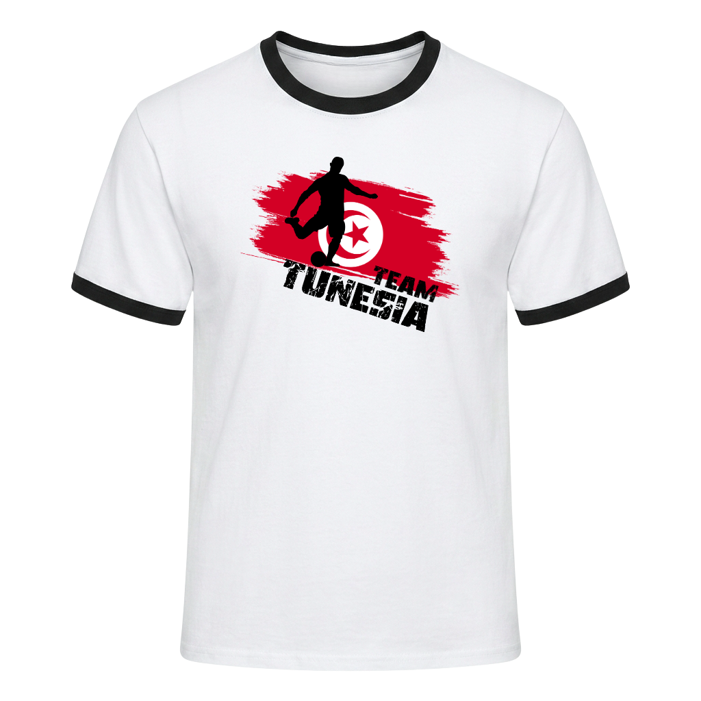 TEAM TUNESIA Retro Ringer T-Shirt White-Black Edition