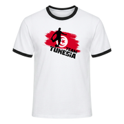 TEAM TUNESIA Retro Ringer T-Shirt White-Black Edition