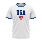 USA Retro Ringer Nation T-Shirt White-Blue Edition