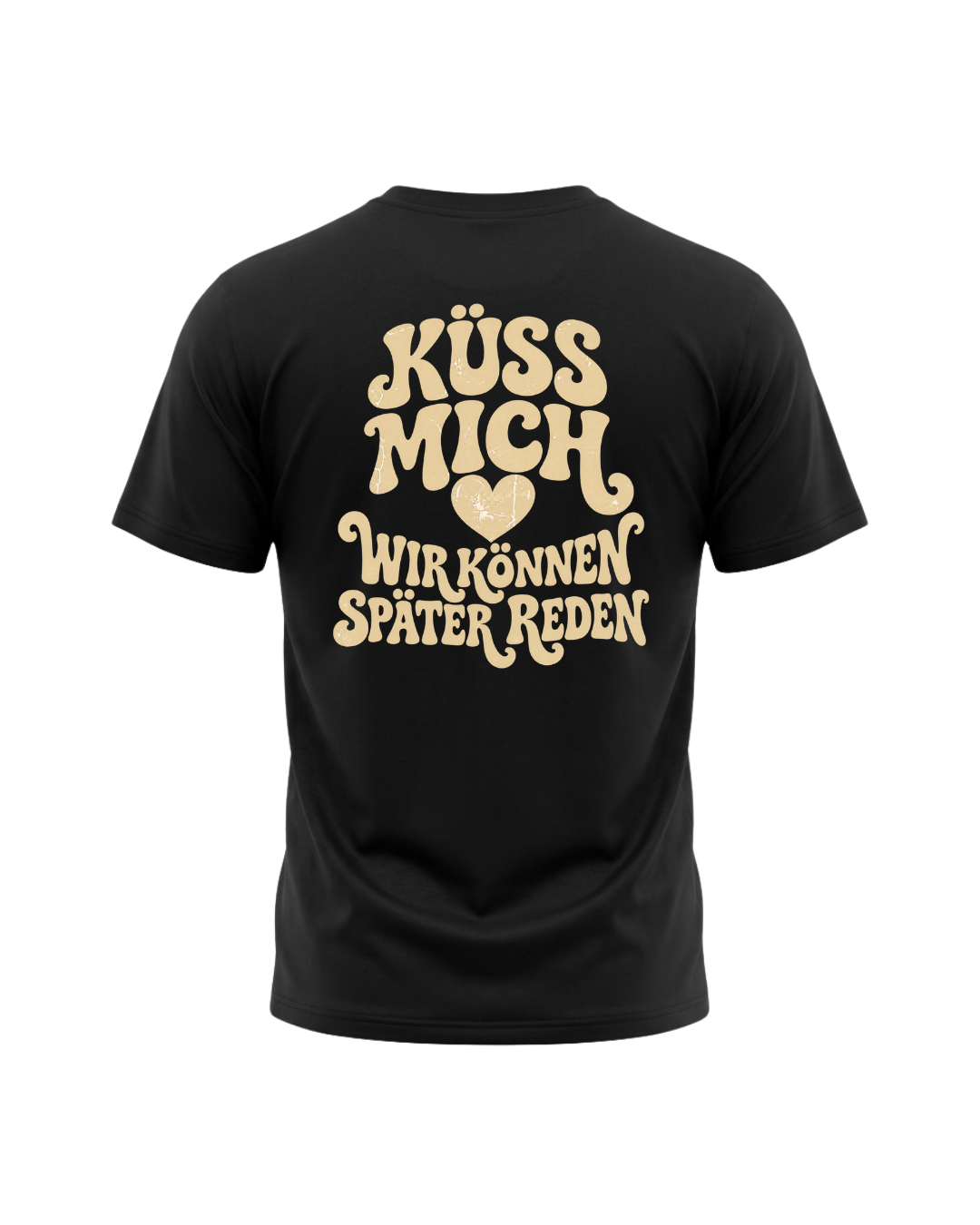 Retro-Shirt „Küss mich – Wir können später reden“ mit Herz und Rückenprint