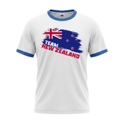 TEAM NEW ZEALAND Retro Ringer T-Shirt White-Blue Edition