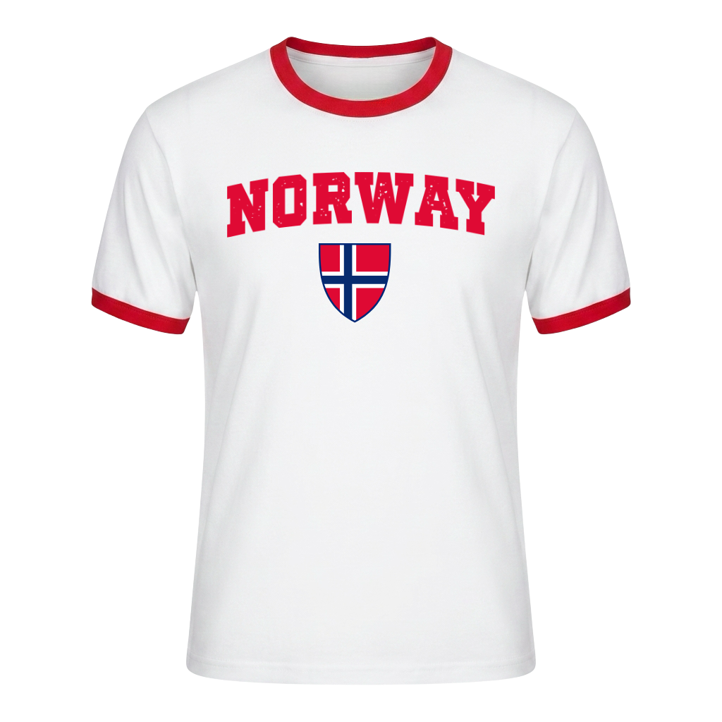 NORWAY Retro Ringer Nation T-Shirt White-Red Edition