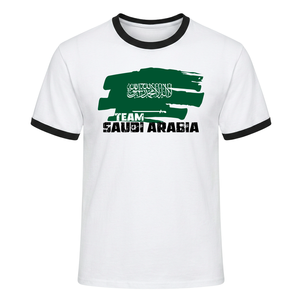 TEAM SAUDI ARABIA Retro Ringer T-Shirt White-Black Edition