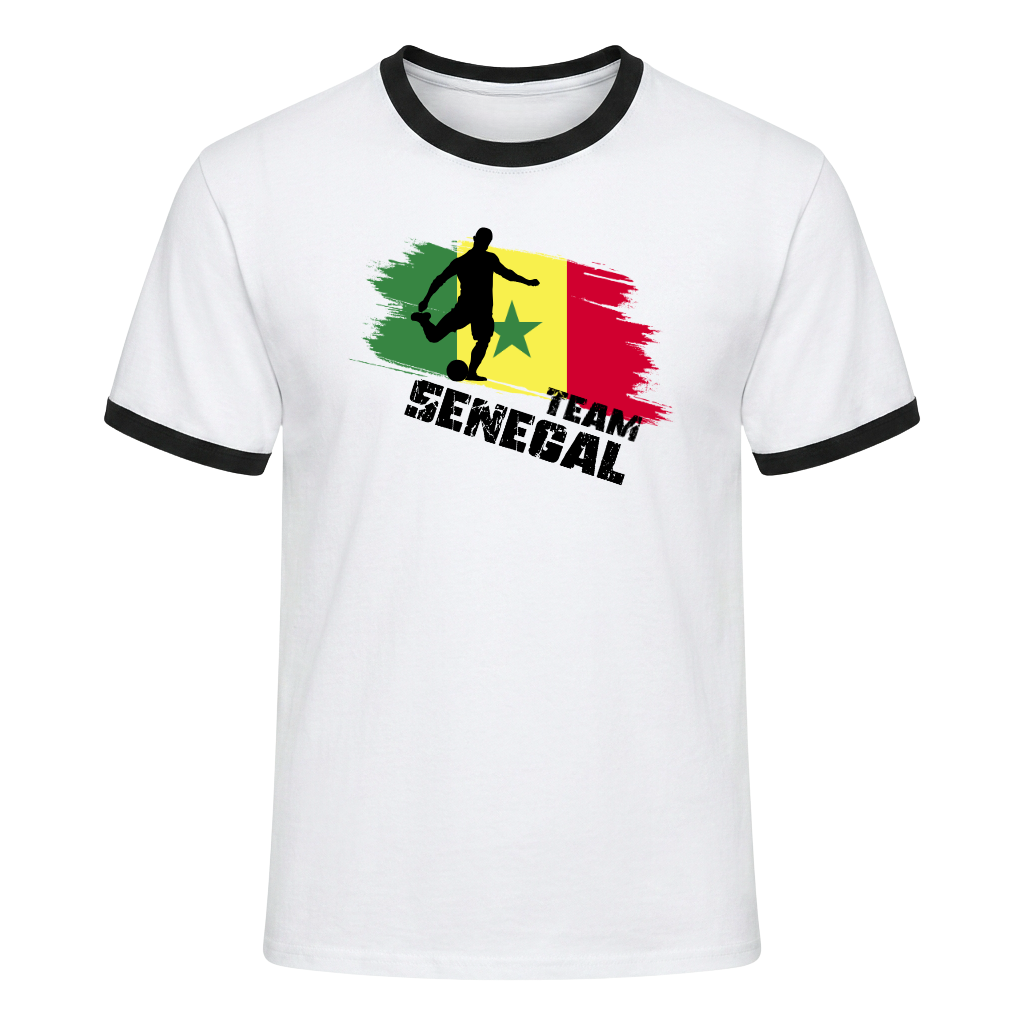 TEAM SENEGAL Retro Ringer T-Shirt White-Black Edition