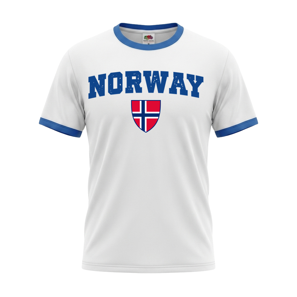 NORWAY Retro Ringer Nation T-Shirt White-Blue Edition