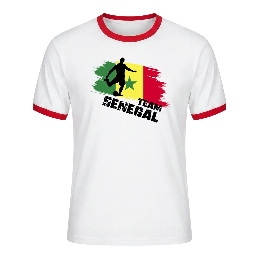TEAM SENEGAL Retro Ringer T-Shirt White-Red Edition
