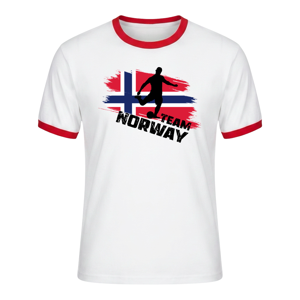 TEAM NORWAY Retro Ringer T-Shirt White-Red Edition