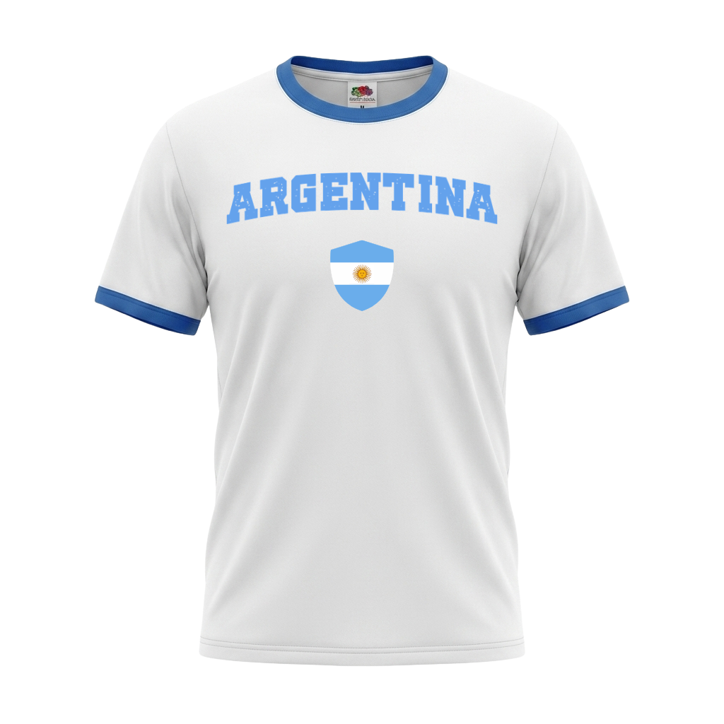 ARGENTINA Retro-Ringer Nation T-Shirt White-Blue Edition