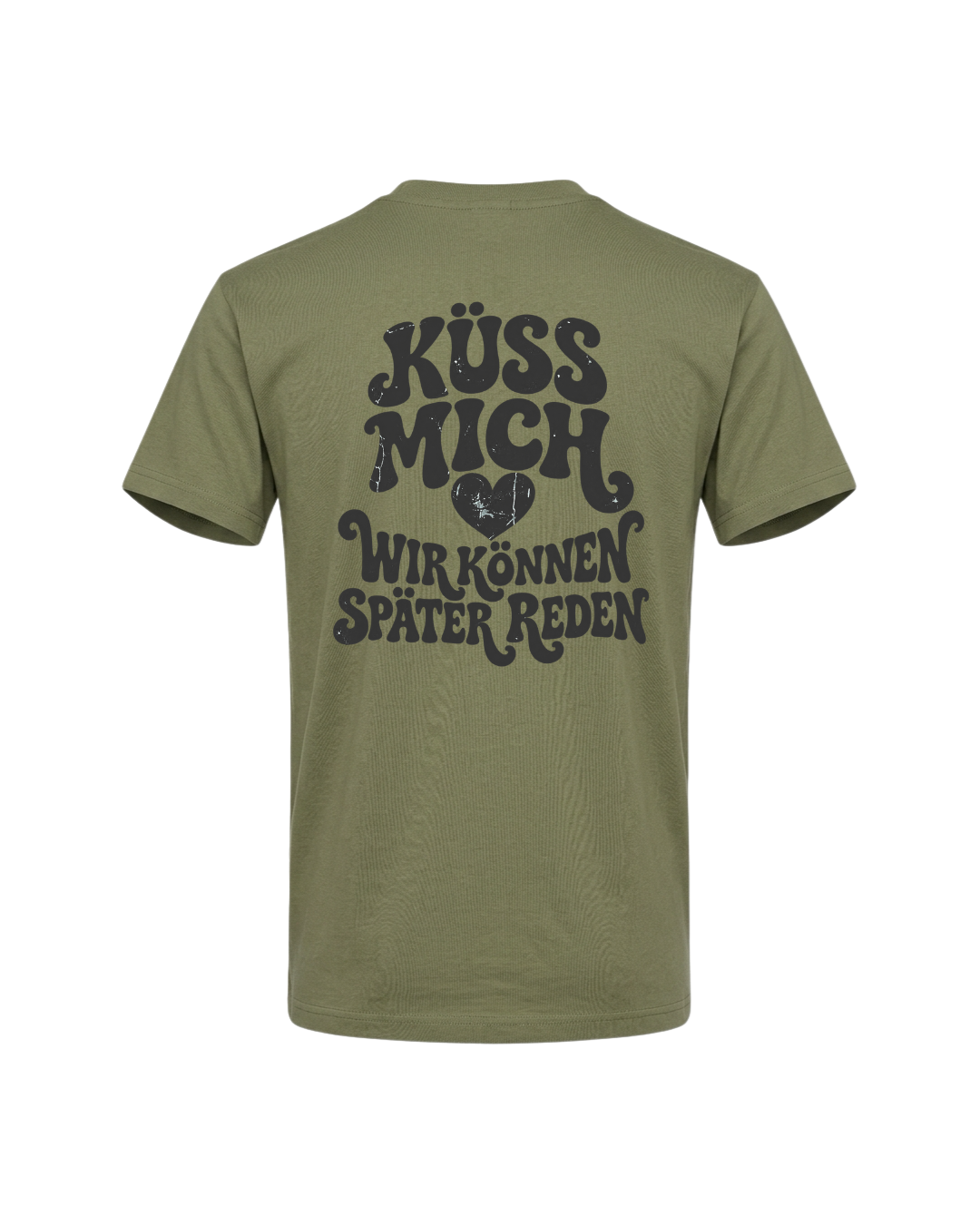 Retro-Shirt „Küss mich – Wir können später reden“ mit Herz und Rückenprint