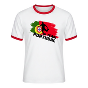 TEAM PORTUGAL Retro Ringer T-Shirt White-Red Edition