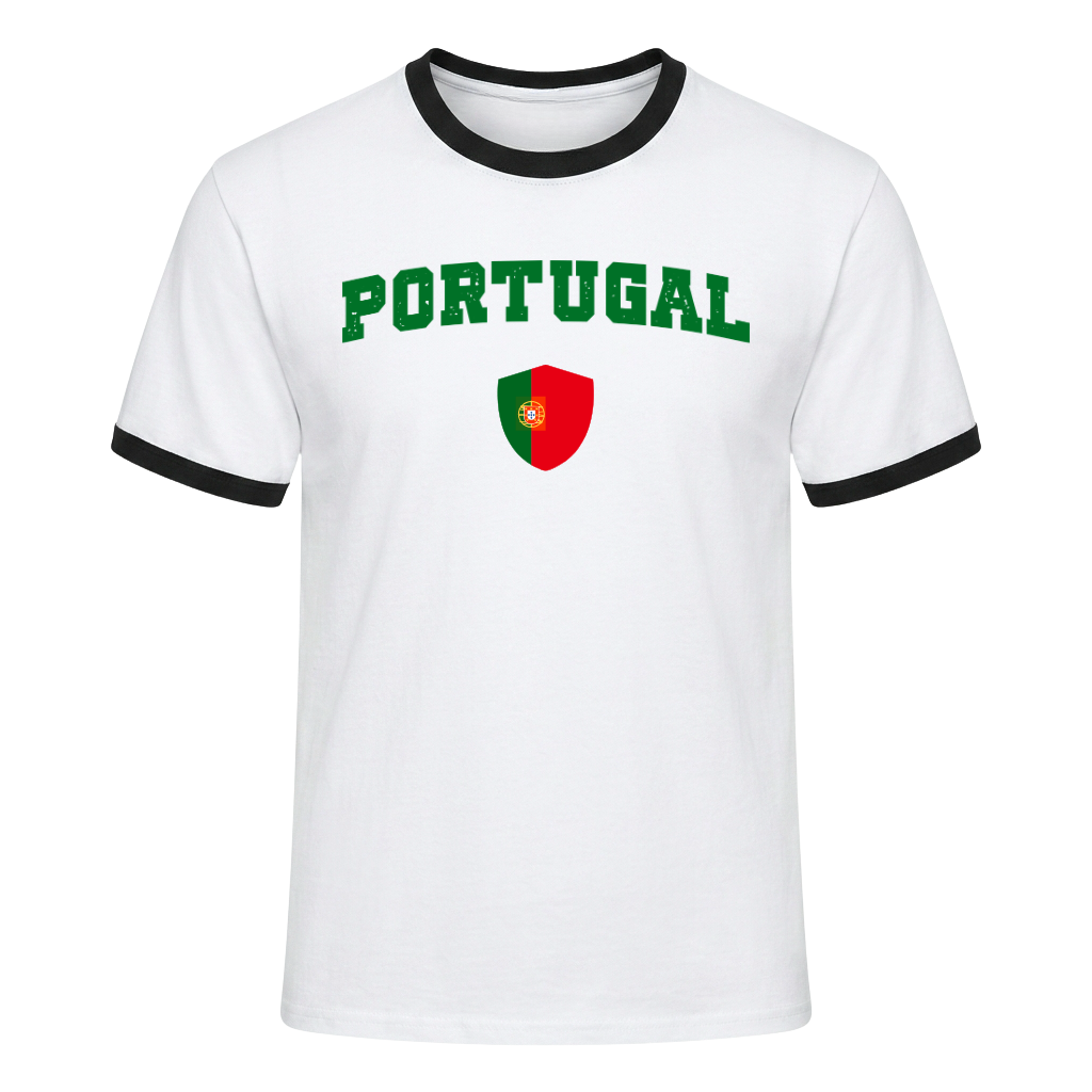 PORTUGAL Retro Ringer Nation T-Shirt Black-White Edition