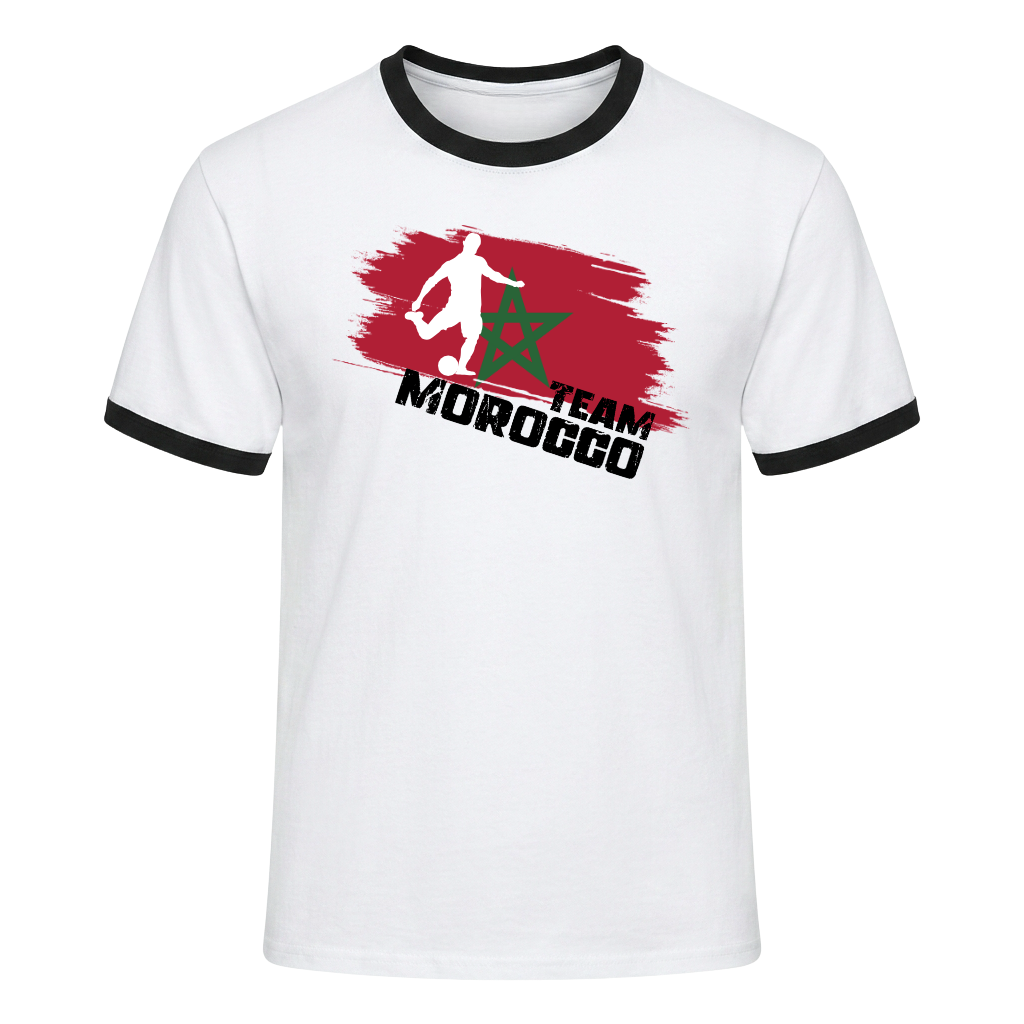 TEAM MOROCCO Retro Ringer T-Shirt White-Black Edition
