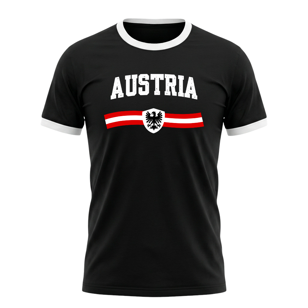 AUSTRIA Retro Ringer Nation T-Shirt Black-White Edition