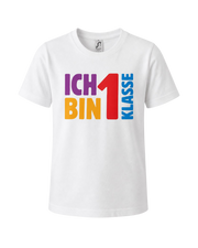 Kinder T-Shirt "ICH BIN 1. KLASSE" – Perfekt zur Einschulung | Jungen & Mädchen (Zahl Rot)