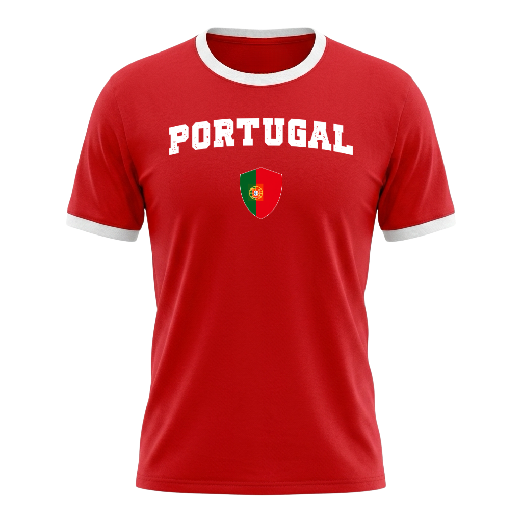 PORTUGAL Retro Ringer Nation T-Shirt Red-White Edition