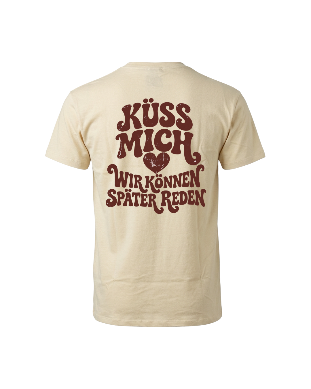 Retro-Shirt „Küss mich – Wir können später reden“ mit Herz und Rückenprint