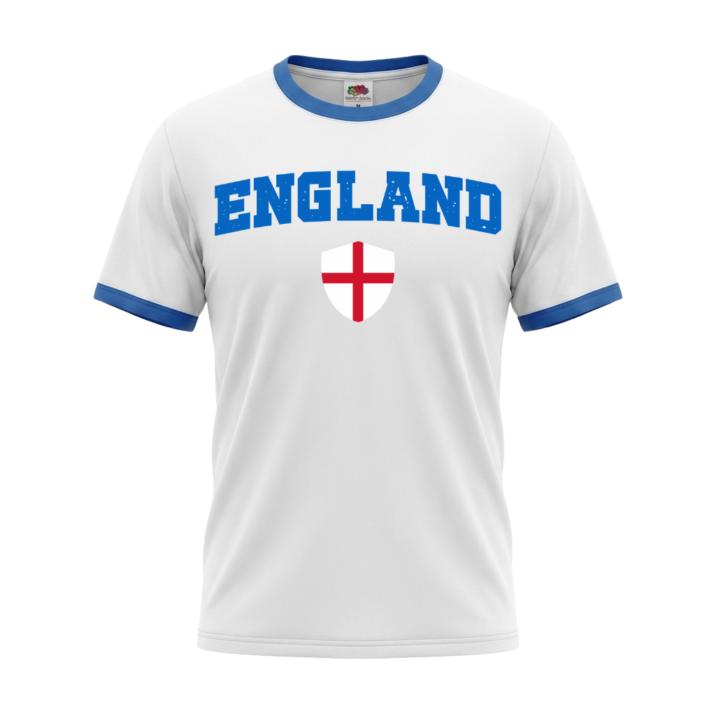 ENGLAND Retro Ringer Nation T-Shirt White-Blue Edition
