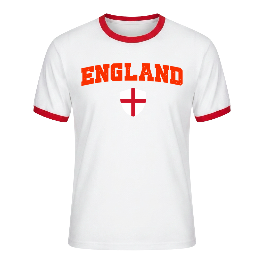 ENGLAND Retro Ringer Nation T-Shirt White-Red Edition