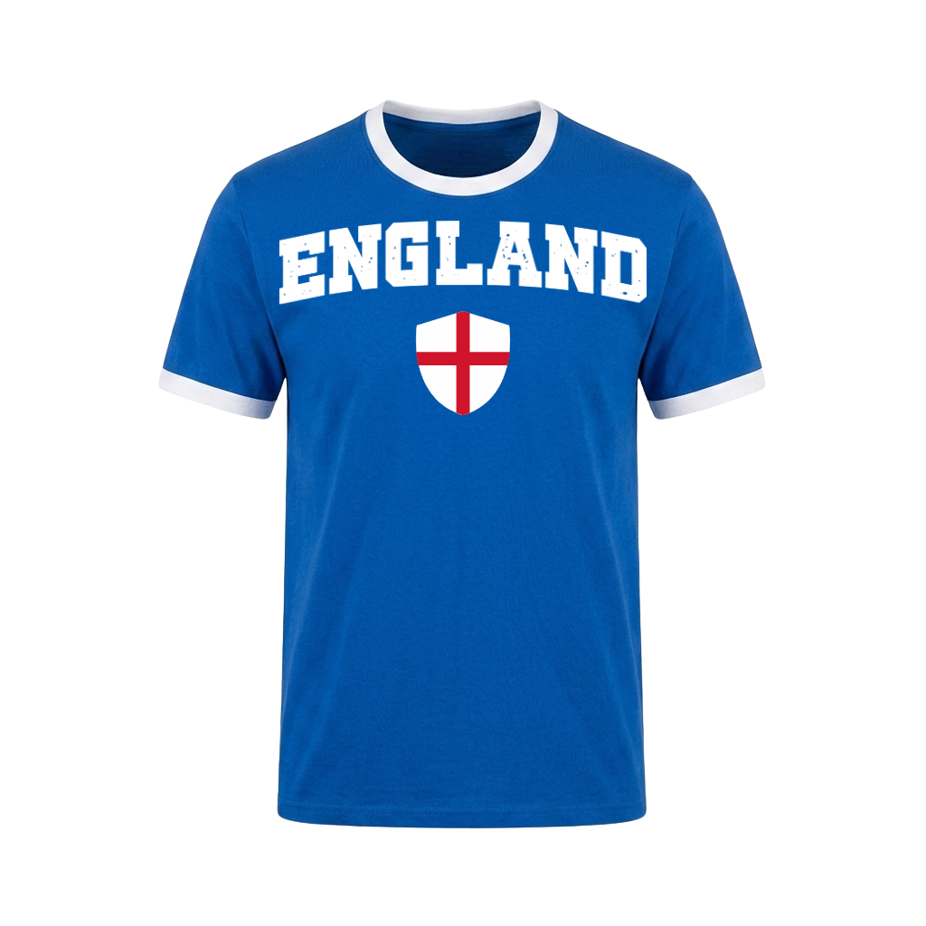 ENGLAND Retro Ringer Nation T-Shirt Blue-WhiteEdition