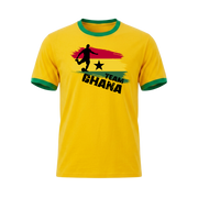 TEAM GHANA Retro Ringer T-Shirt Yellow-Green Edition