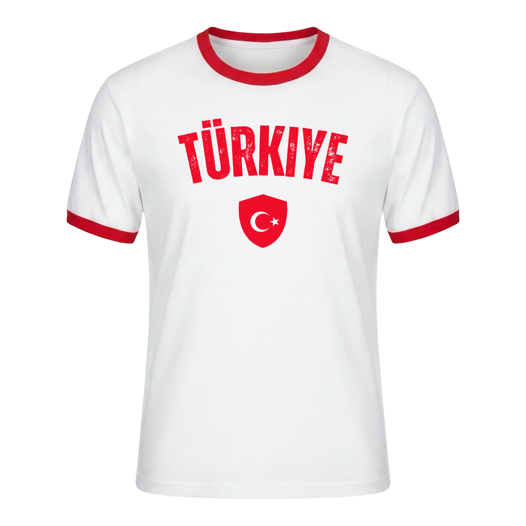 TÜRKIYE Retro Ringer Nation T-Shirt White-Red Edition