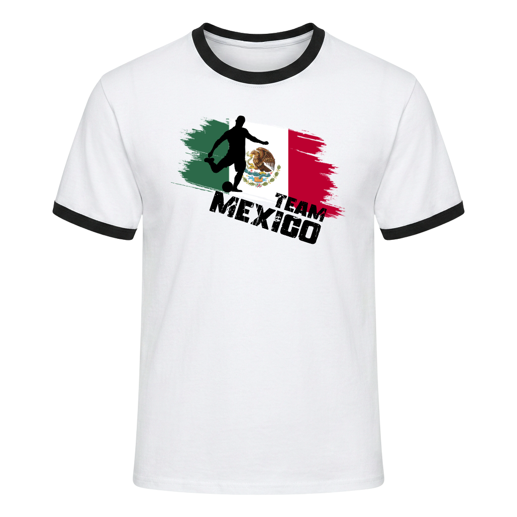 TEAM MEXICO Retro Ringer T-Shirt White-Black Edition