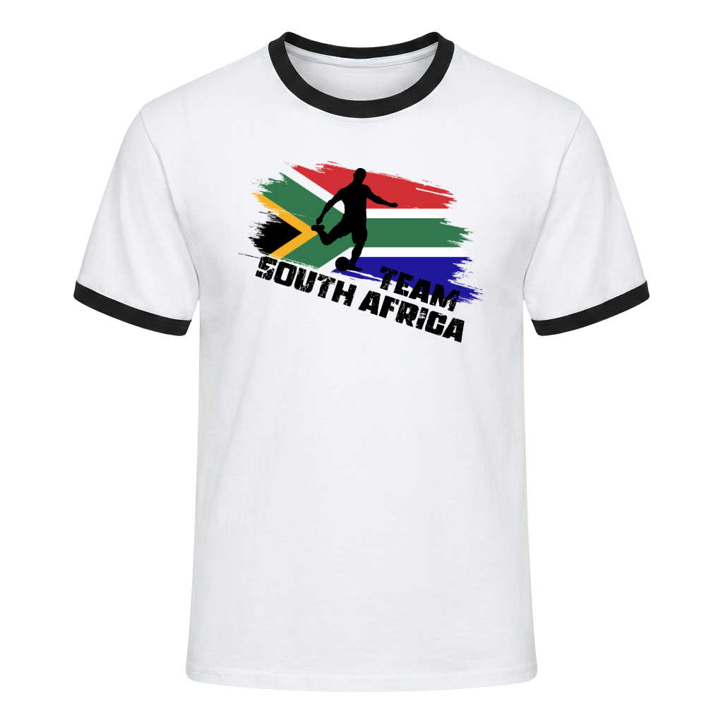 TEAM SOUTH AFRICA Retro Ringer T-Shirt White-Black Edition