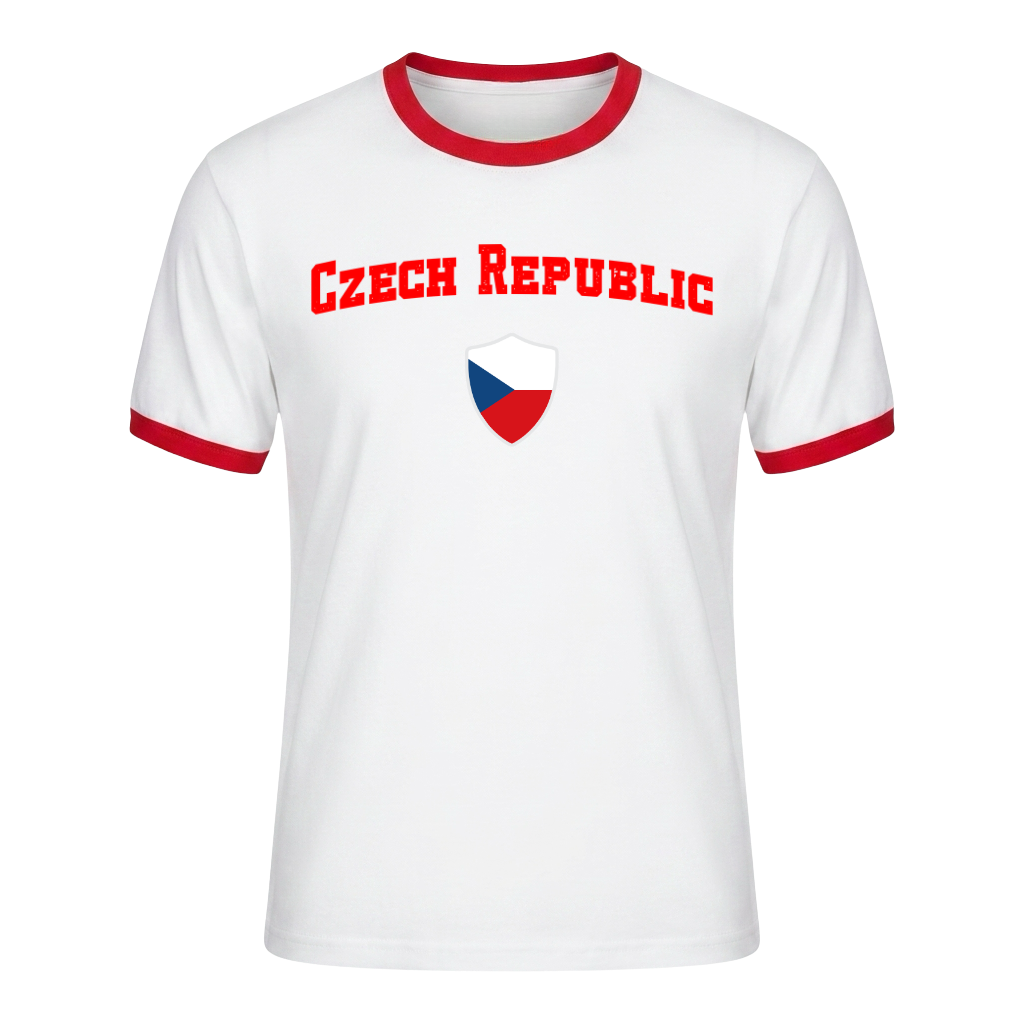 CZECH REPUBLIC Retro Ringer Nation T-Shirt White-Red Edition