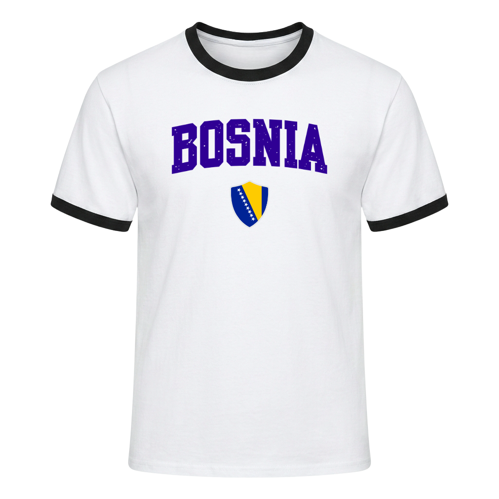 BOSNIA Retro Ringer Nation T-Shirt White-Black Edition