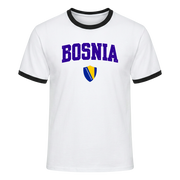 BOSNIA Retro Ringer Nation T-Shirt White-Black Edition