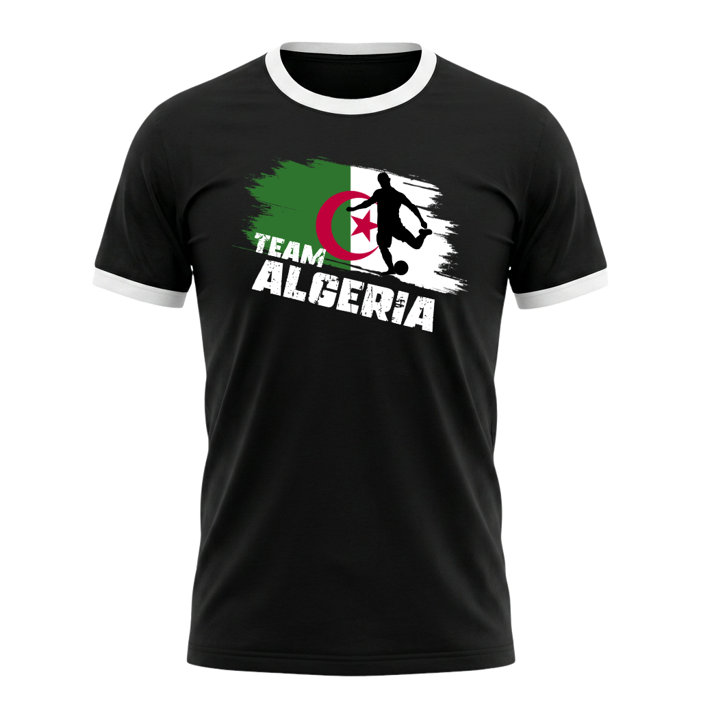 TEAM ALGERIA Retro Ringer T-Shirt Black-White Edition