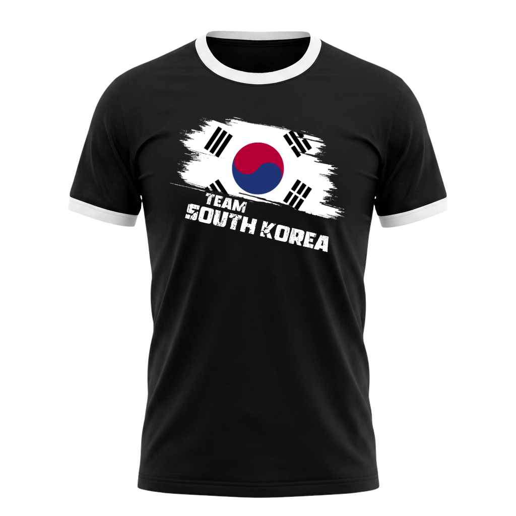 TEAM SOUTH KOREA Retro Ringer T-Shirt Black-White  Edition