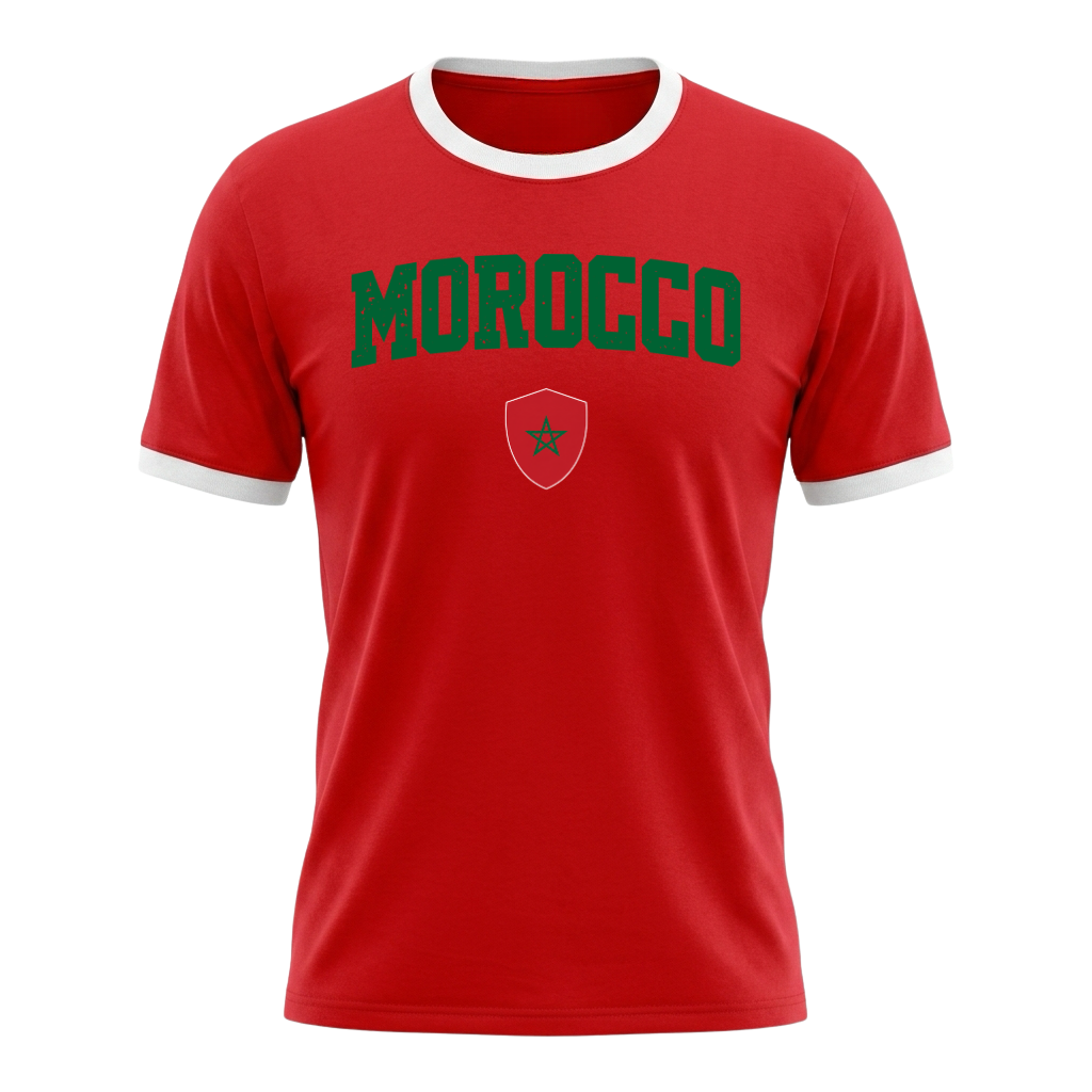 MOROCCO Retro Ringer Nation T-Shirt Red-White Edition