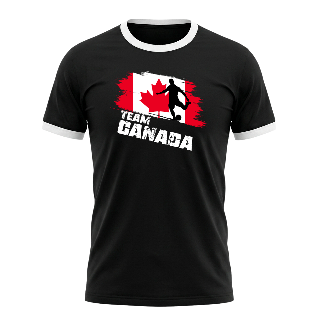 TEAM CANADA Retro Ringer T-Shirt Black-White Edition