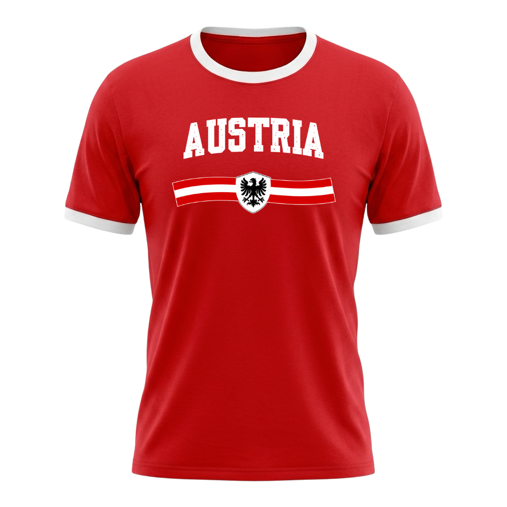 AUSTRIA Retro Ringer Nation T-Shirt Red-White Edition
