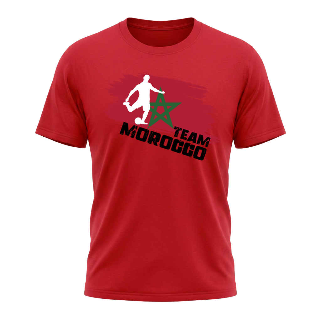 TEAM MOROCCO – Premium Fußball Fan T-Shirt – RED Edition