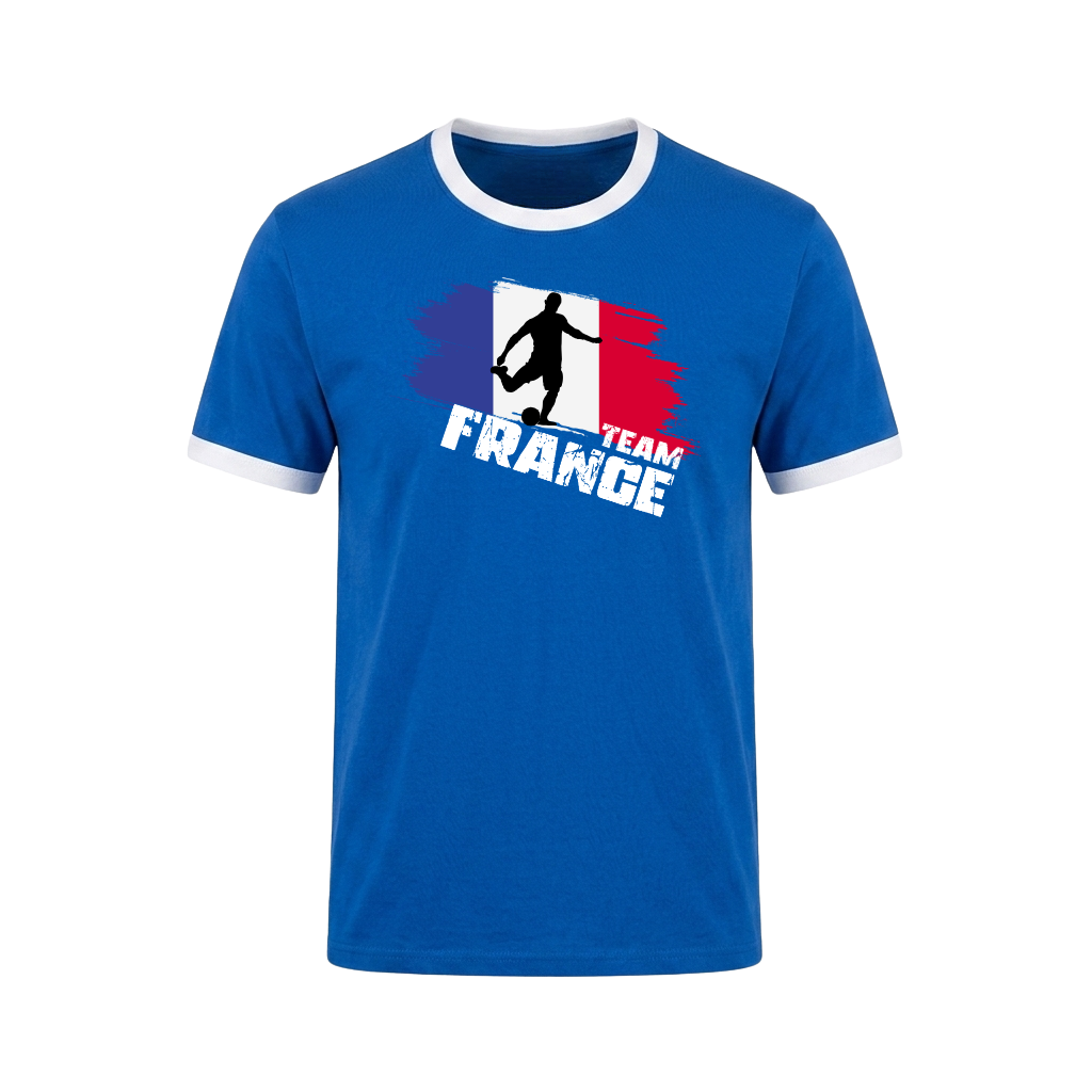 TEAM FRANCE Retro Ringer T-Shirt Blue-White Edition