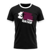 TEAM QATAR Retro Ringer T-Shirt Black-White Edition